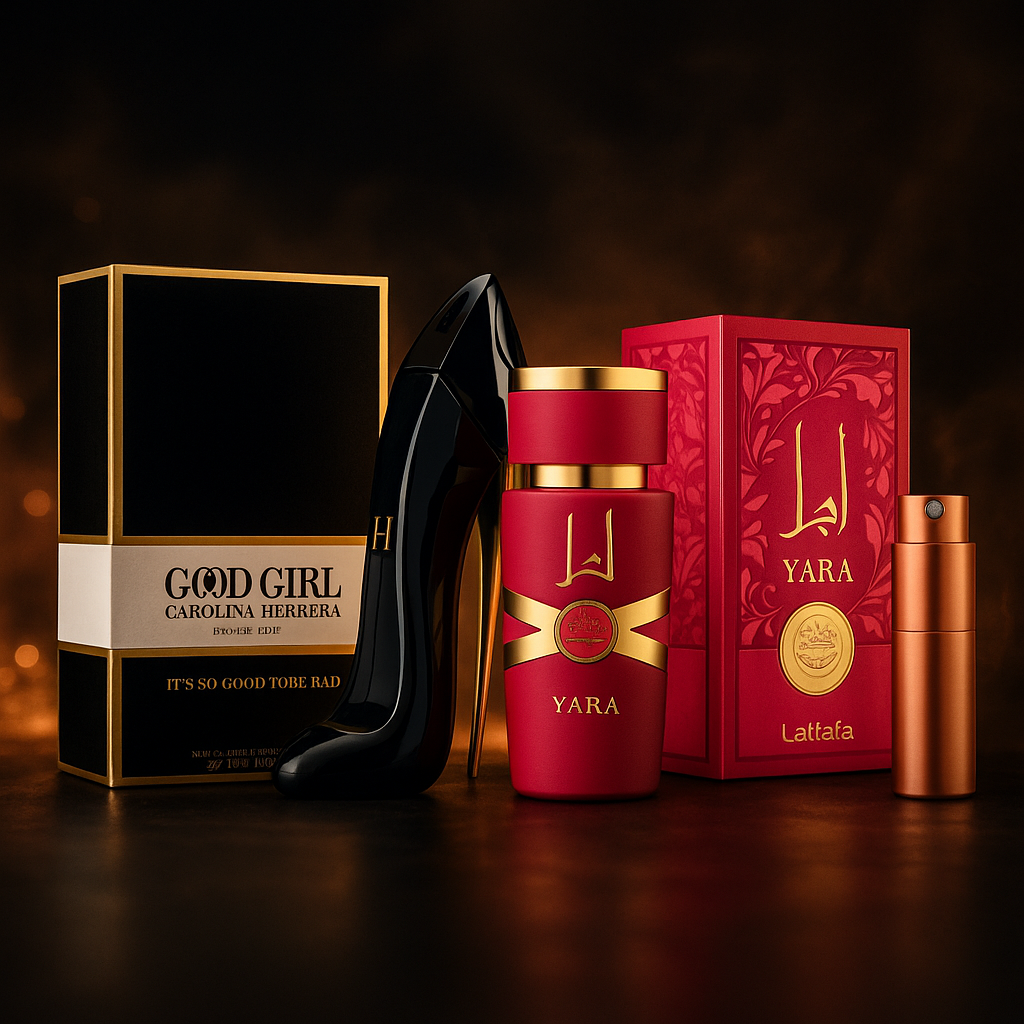 Good Girl + Yara Candy + Perfumero Reutilizable